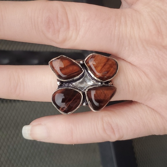 New Red Tiger Eye 925 Silver Ring. - Picture 5 of 14